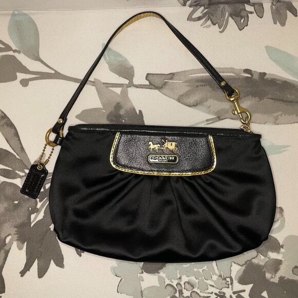 Coach Black Satin Wristlet 42032 - Picture 1 of 7